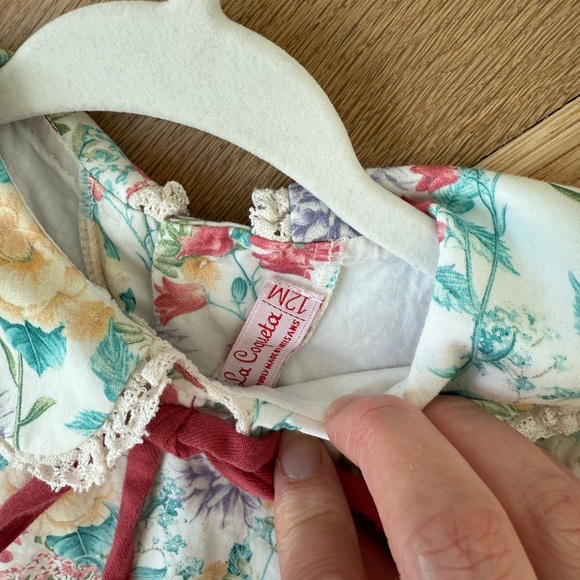 La Coqueta Floral Baby Romper with Red Bow - Picture 3 of 5